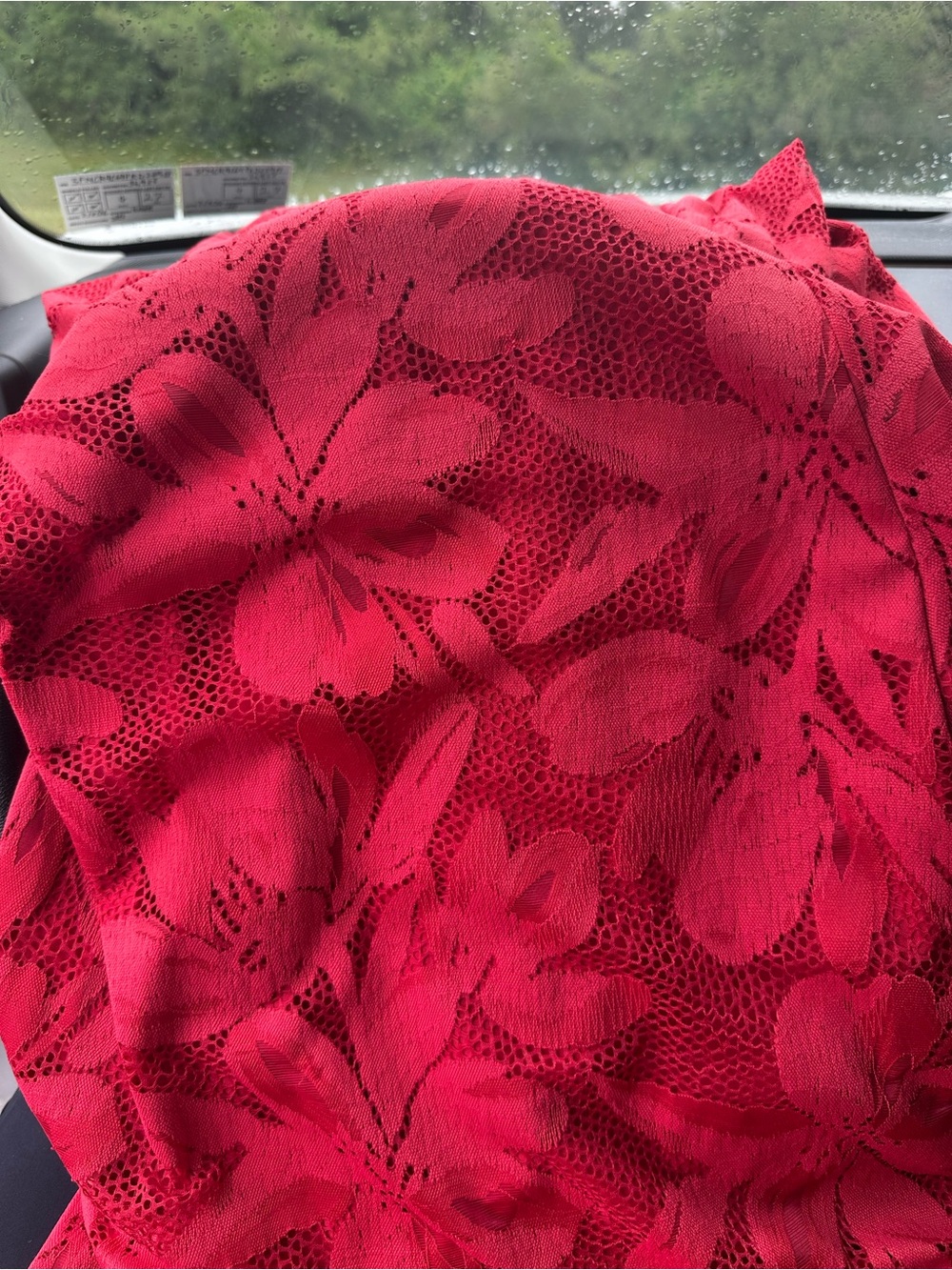 AFRM Red Off-Shoulder Floral Jacquard Gown - Picture 7 of 7